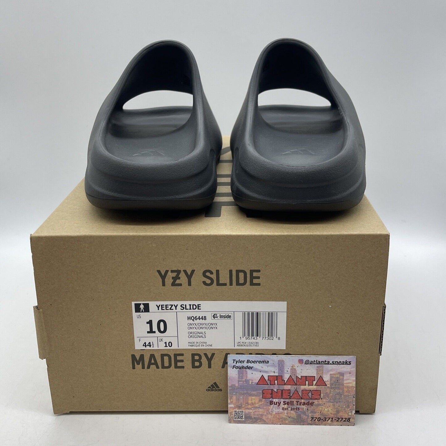 Size 10 - Adidas Yeezy Slides Onyx Black Rubber (HQ6448)