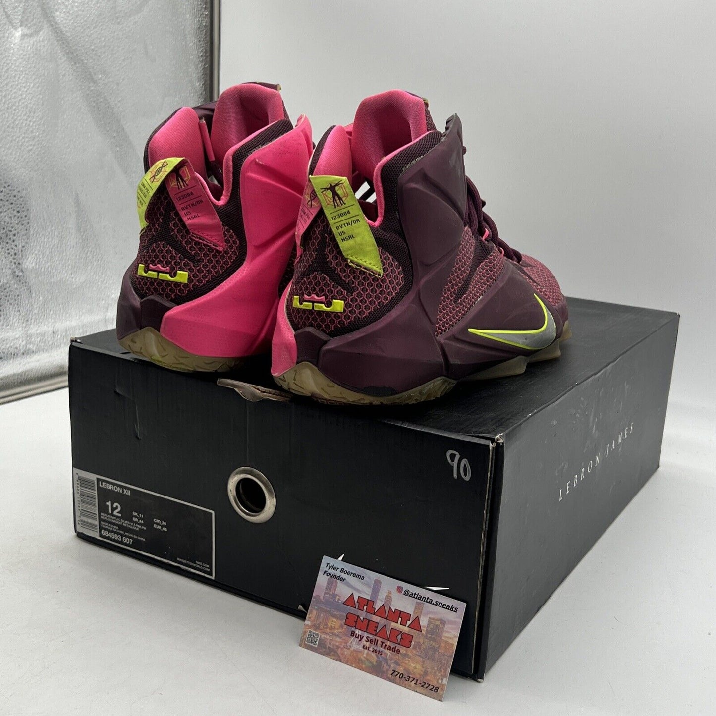 Size 12 - Nike LeBron 12 Double Helix Maroon (684593-607)