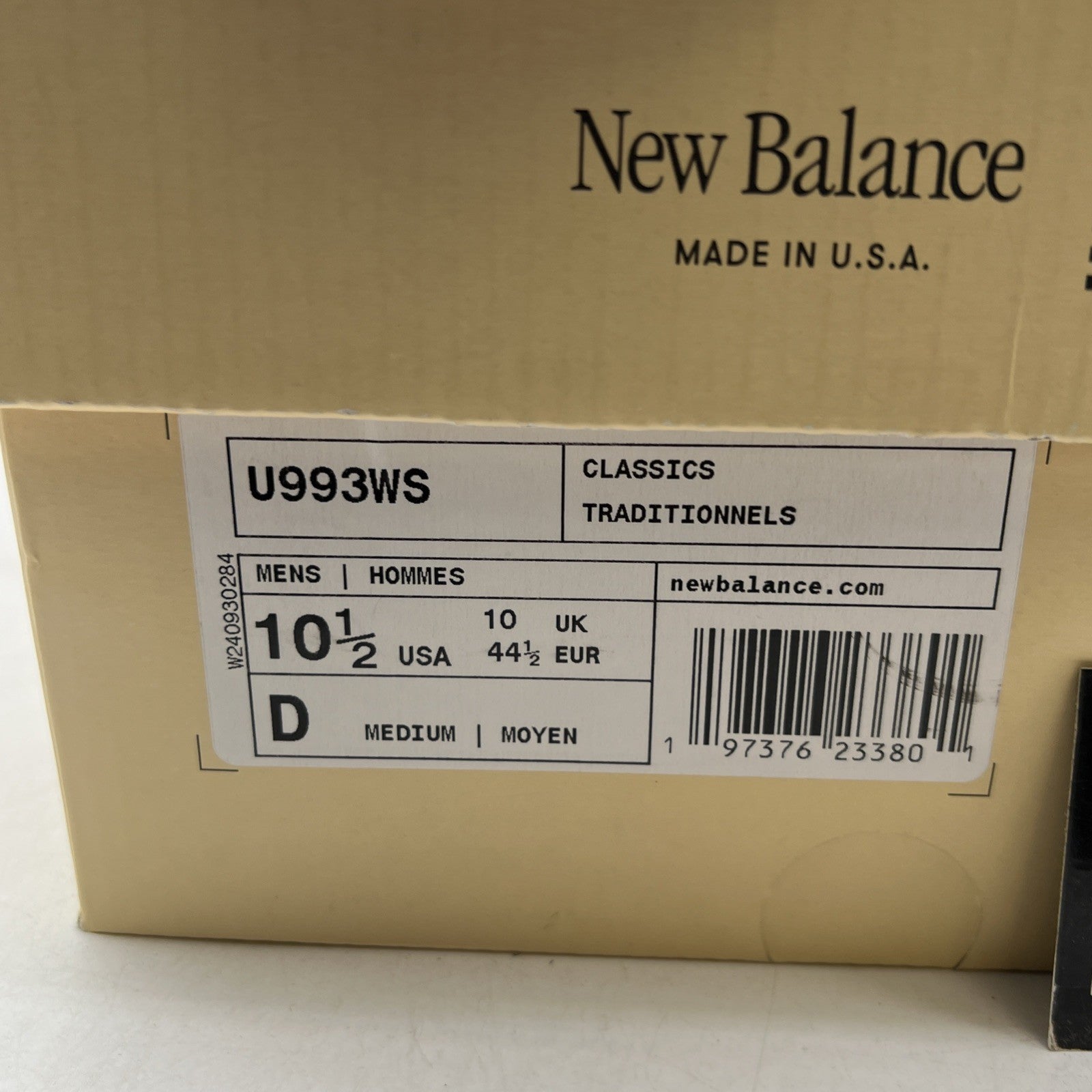 Size 10.5 - New Balance Teddy Santis x 993 Made in USA Sea Salt Black (U993WS)