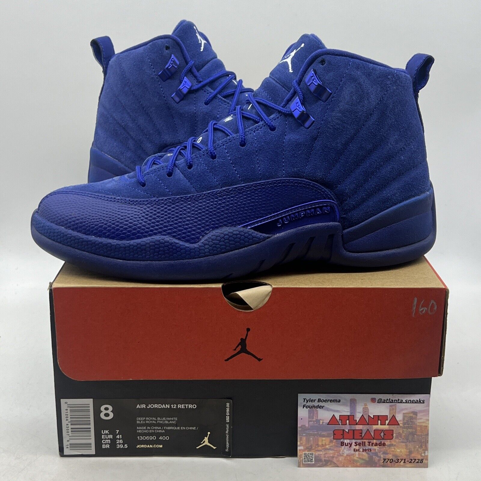 Size 8 - Air Jordan 12 Retro Deep Royal White Suede (130690-400)