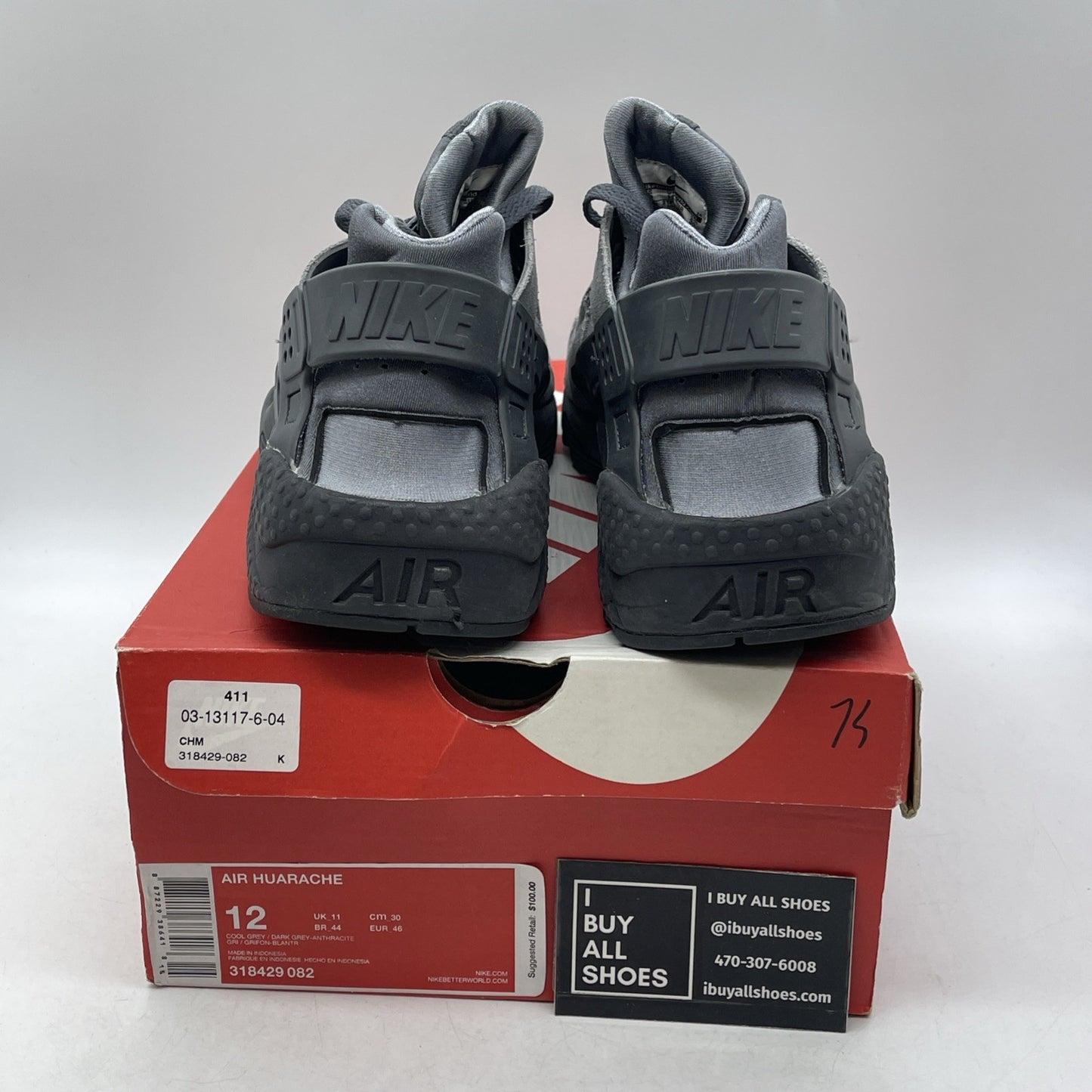 Size 12 - Nike Air Huarache Cool Grey (318429-082)