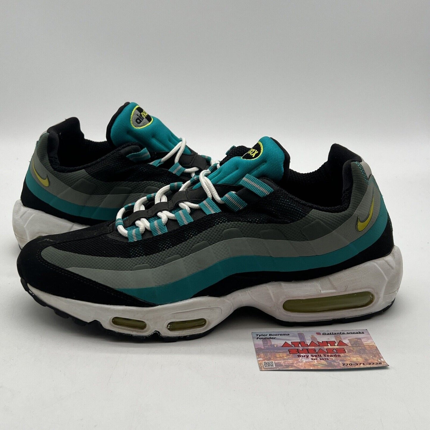 Size 11 - Nike Air Max 95 No Sew Black Teal Grey Black White Suede (616190-033)