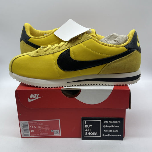Size 11.5W - Nike Cortez Vivid Sulfur Yellow Black Suede Leather (DZ2795-700)