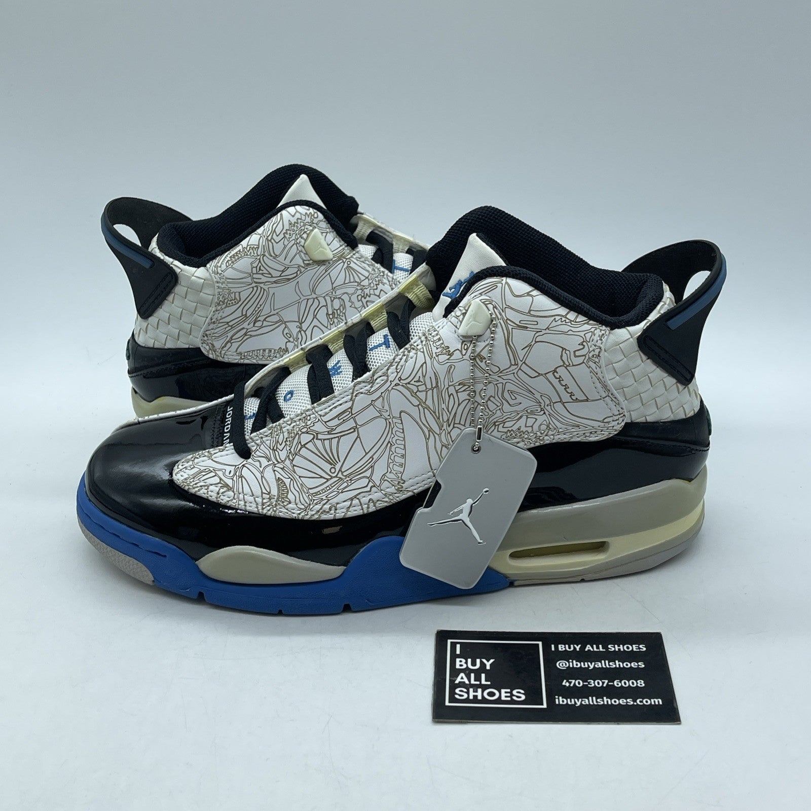 Size 7.5 - Air Jordan Dub-Zero Photo Blue Black White Leather (311046-102)
