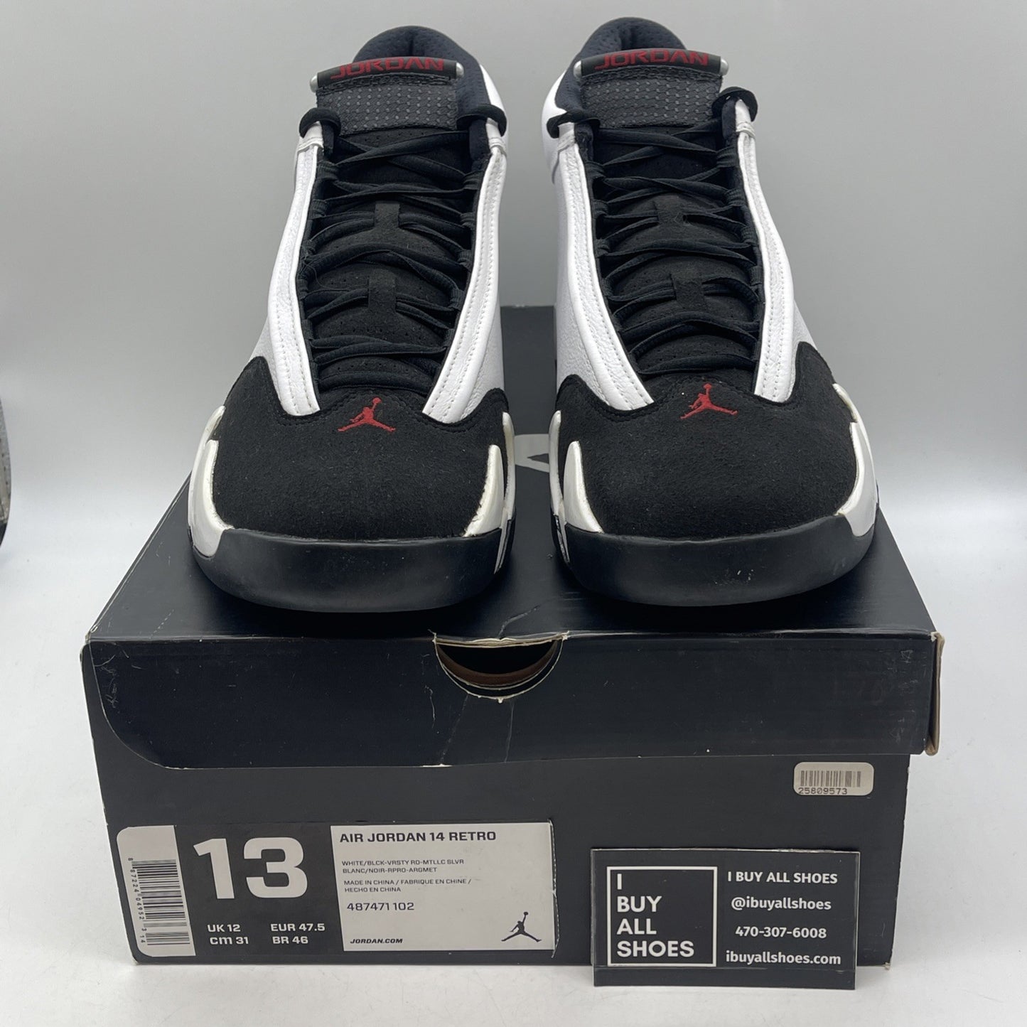 Size 13 - Air Jordan 14 Retro 2014 Black Toe (487471-102)