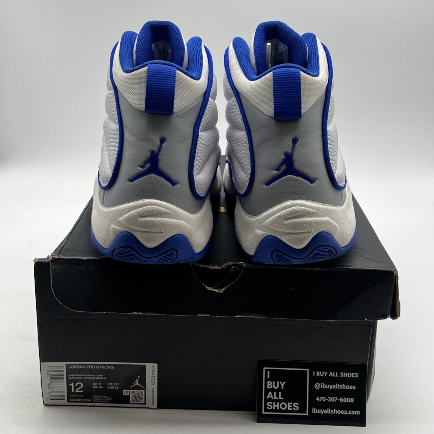Size 12 - Jordan Pro Strong White Hyper Royal Men’s White Gray (DC8418-104)