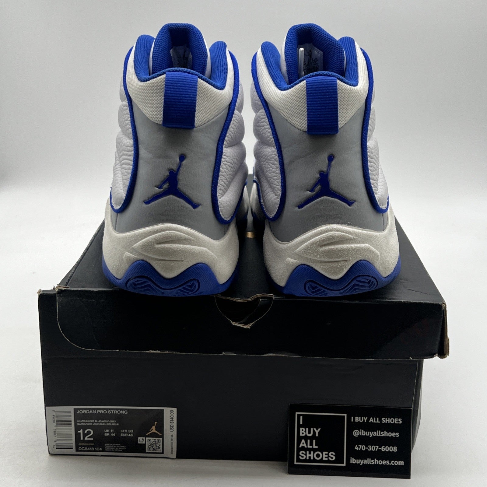 Size 12 - Jordan Pro Strong White Hyper Royal Men’s White Gray (DC8418-104)
