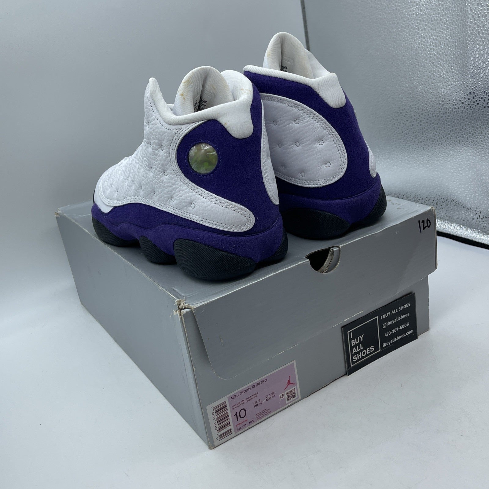 Size 10 - Air Jordan 13 Retro Lakers Purple White Suede Leather (414571-105)