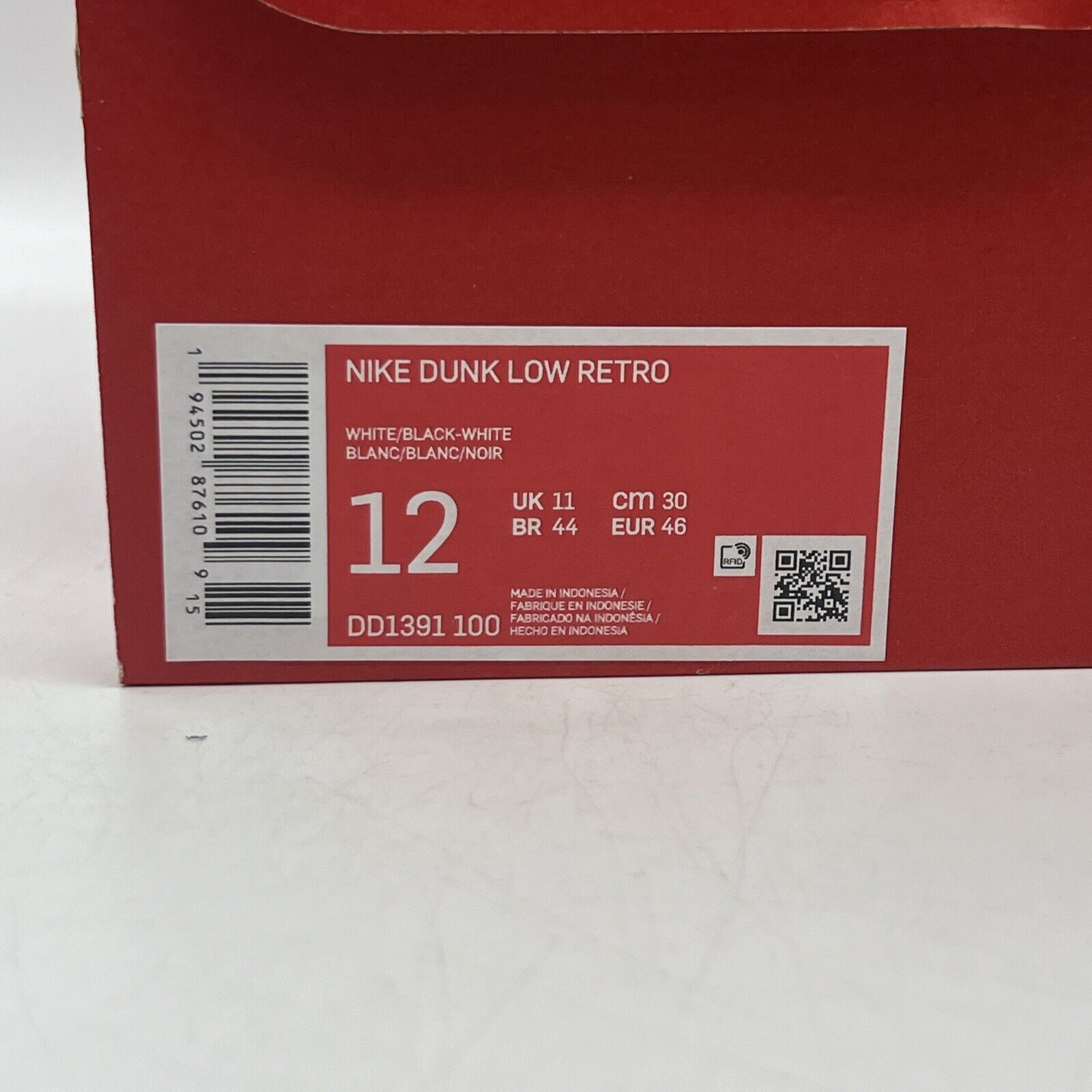 Size 12 - Nike Dunk Low Black White Brand New Og All