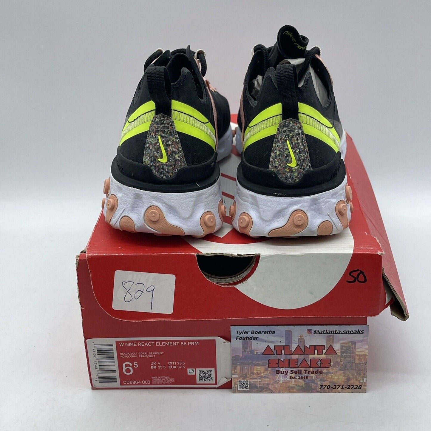 Size 6.5W - Nike React Element 55 Premium Black Coral Stardust (CD6964-002)