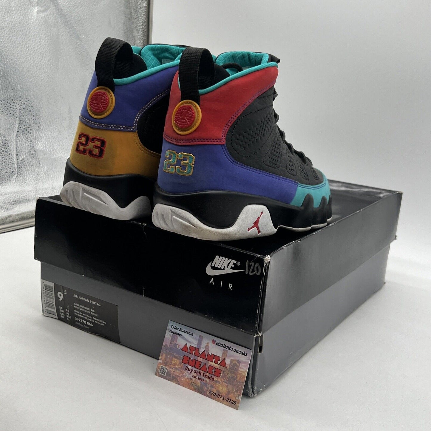 Size 9.5 - Air Jordan 9 Retro Dream It, Do It Purple Aqua Red Black (302370-065)