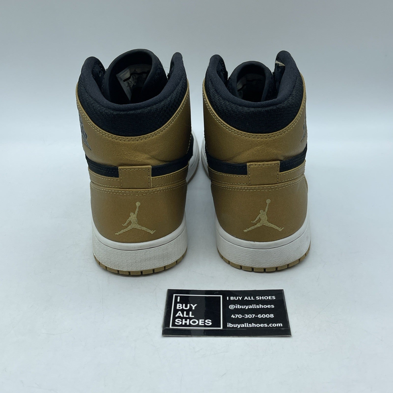 Size 9.5 - Air Jordan 1 Retro High Melo Gold Black Suede Leather (332550-026)
