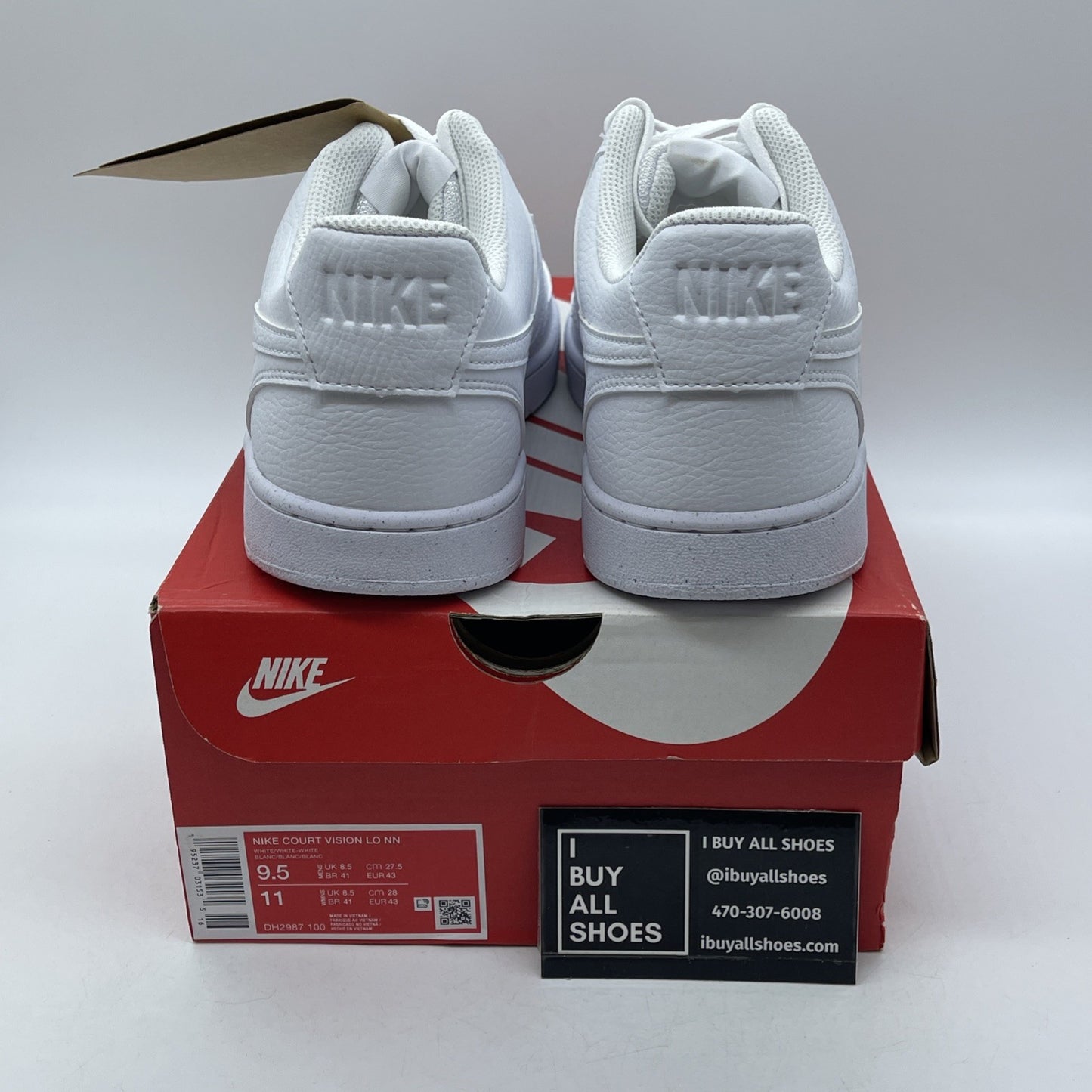 Size 9.5 - Nike Court Vision Next Nature Low Triple White Leather (DH2987-100)