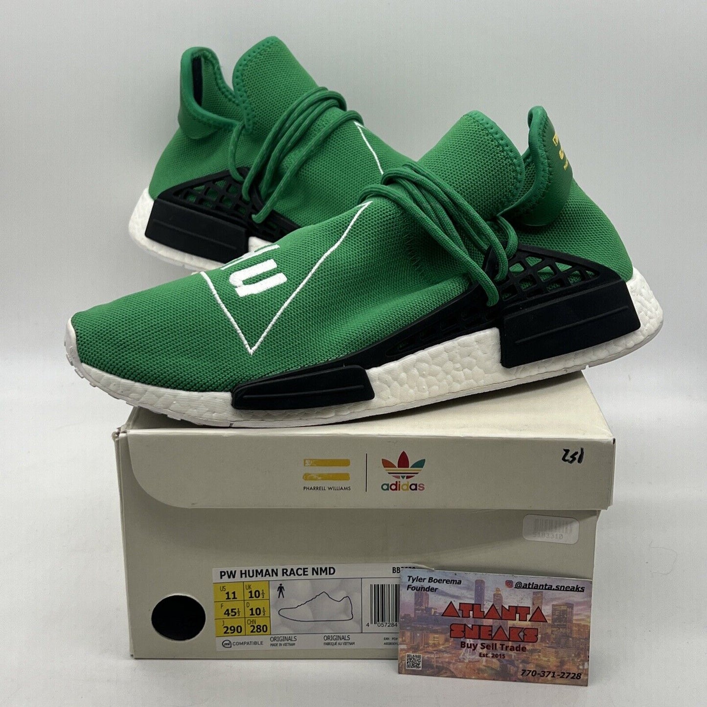 Size 11 - adidas Pharrell x NMD Human Race Green White Black (BB0620)