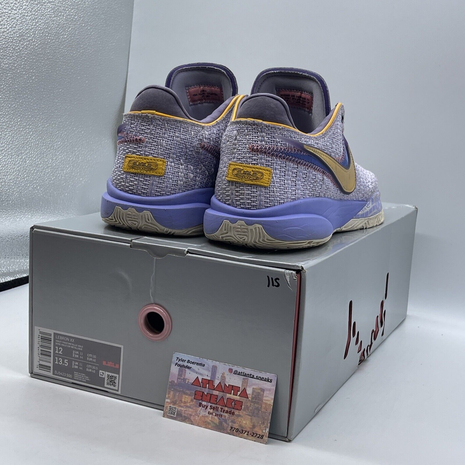 Size 12 - Nike LeBron 20 Low Purple And Gold Blue Yellow Suede (DJ5423-500)
