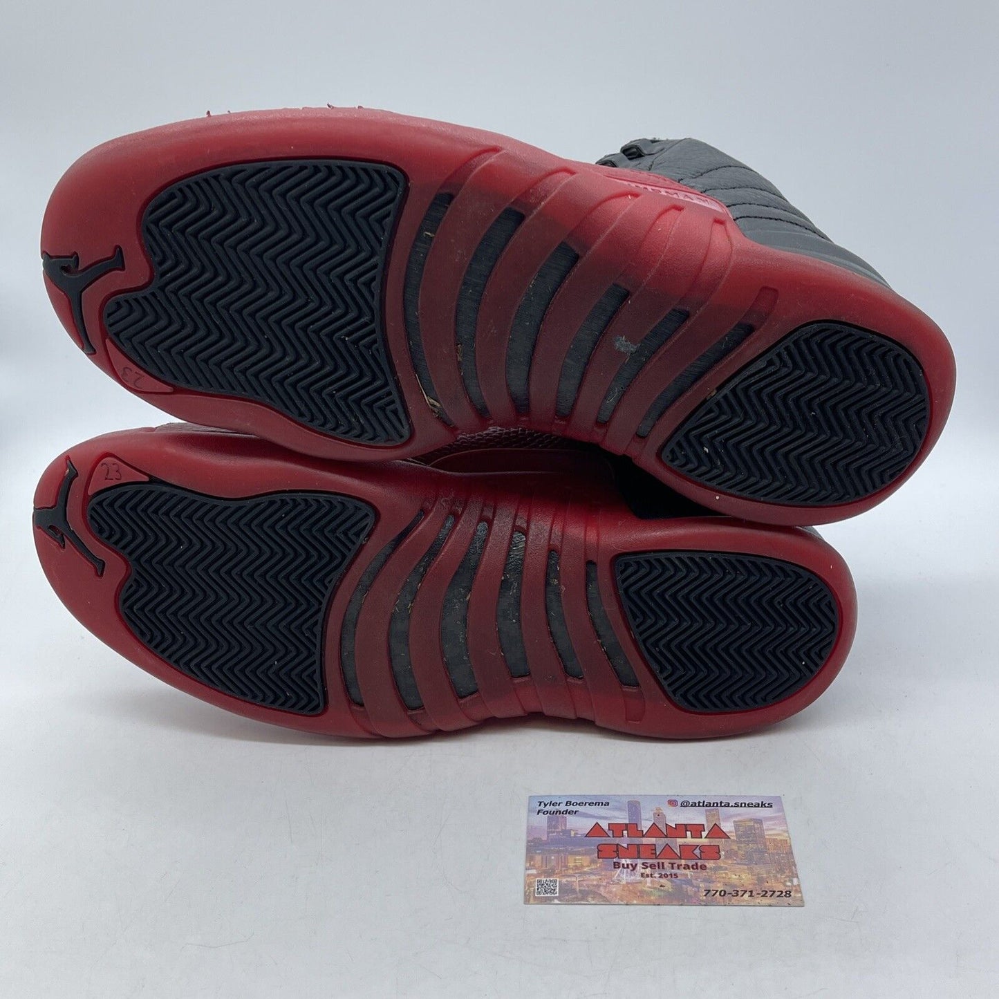 Size 10.5 - Jordan 12 Retro Mid Flu Game Black Red Leather (130690-002)