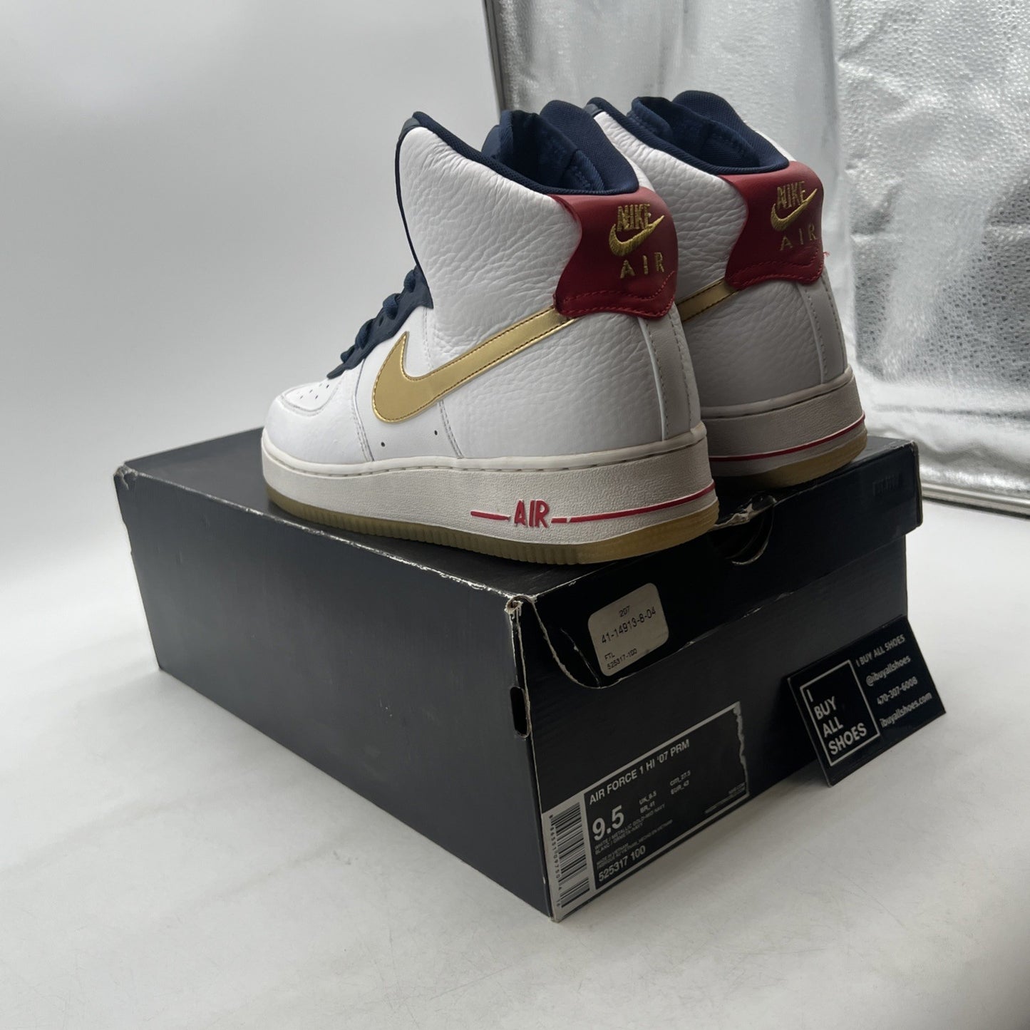 Size 9.5 - Nike Air Force 1 Premium High USA Olympic (525317-100)