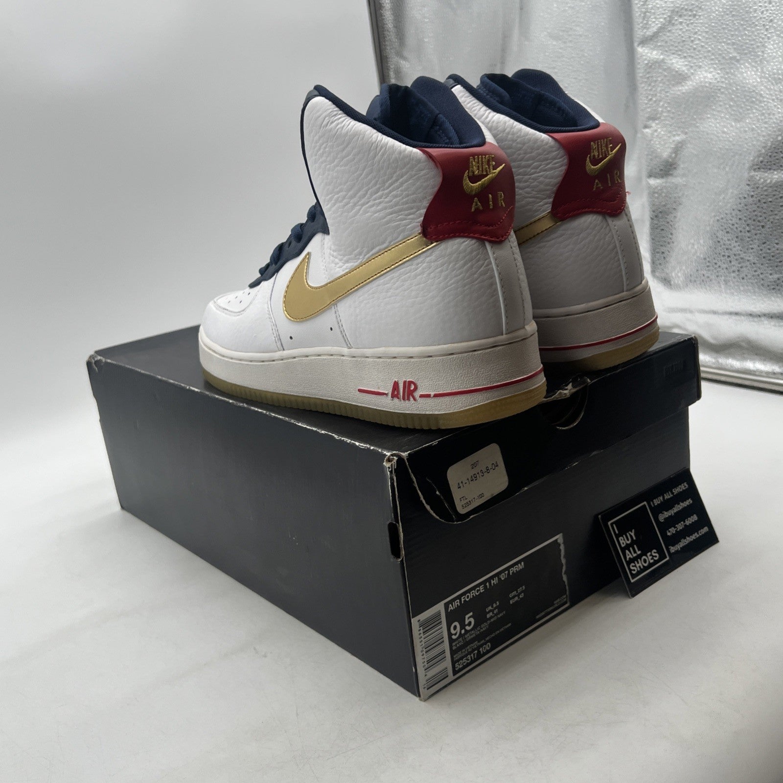 Size 9.5 - Nike Air Force 1 Premium High USA Olympic (525317-100)