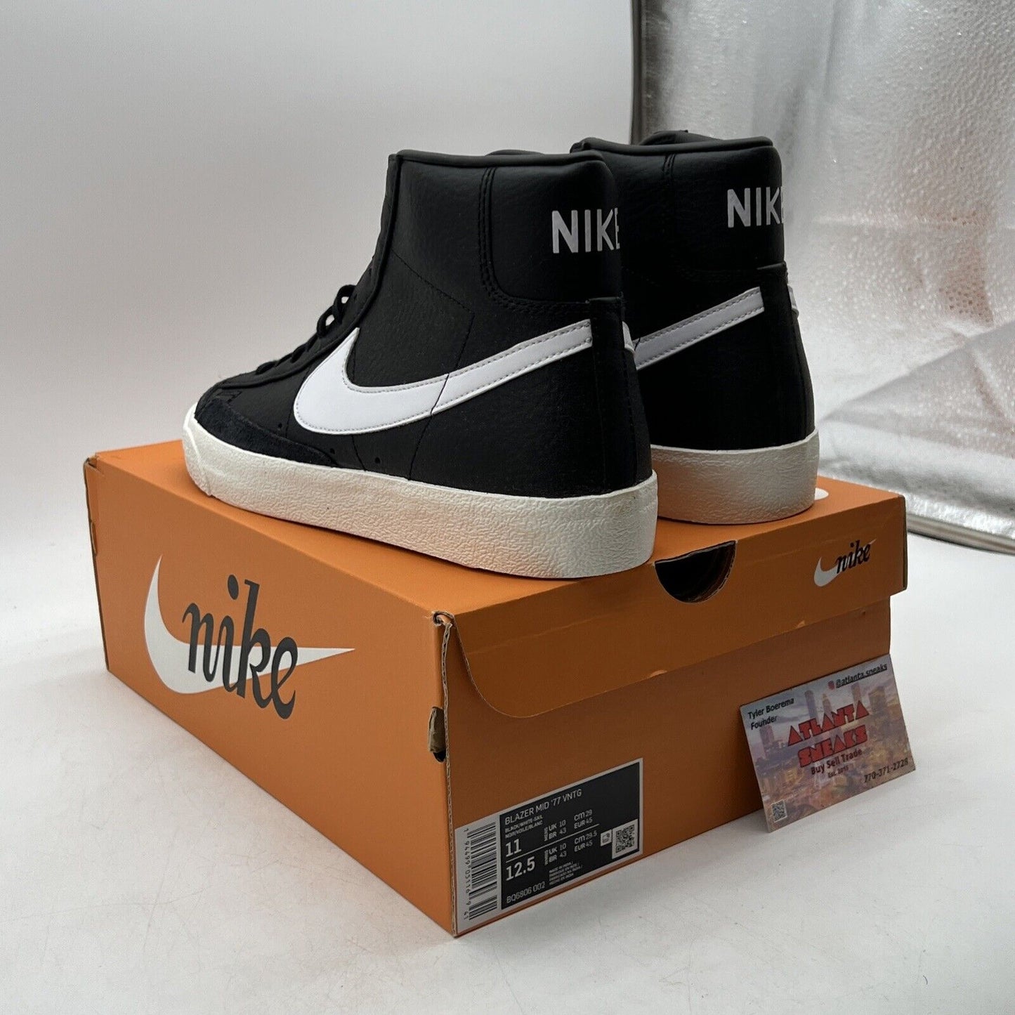 Size 11 - Nike Blazer '77 Vintage Mid Black Sail Leather (BQ6806-002)