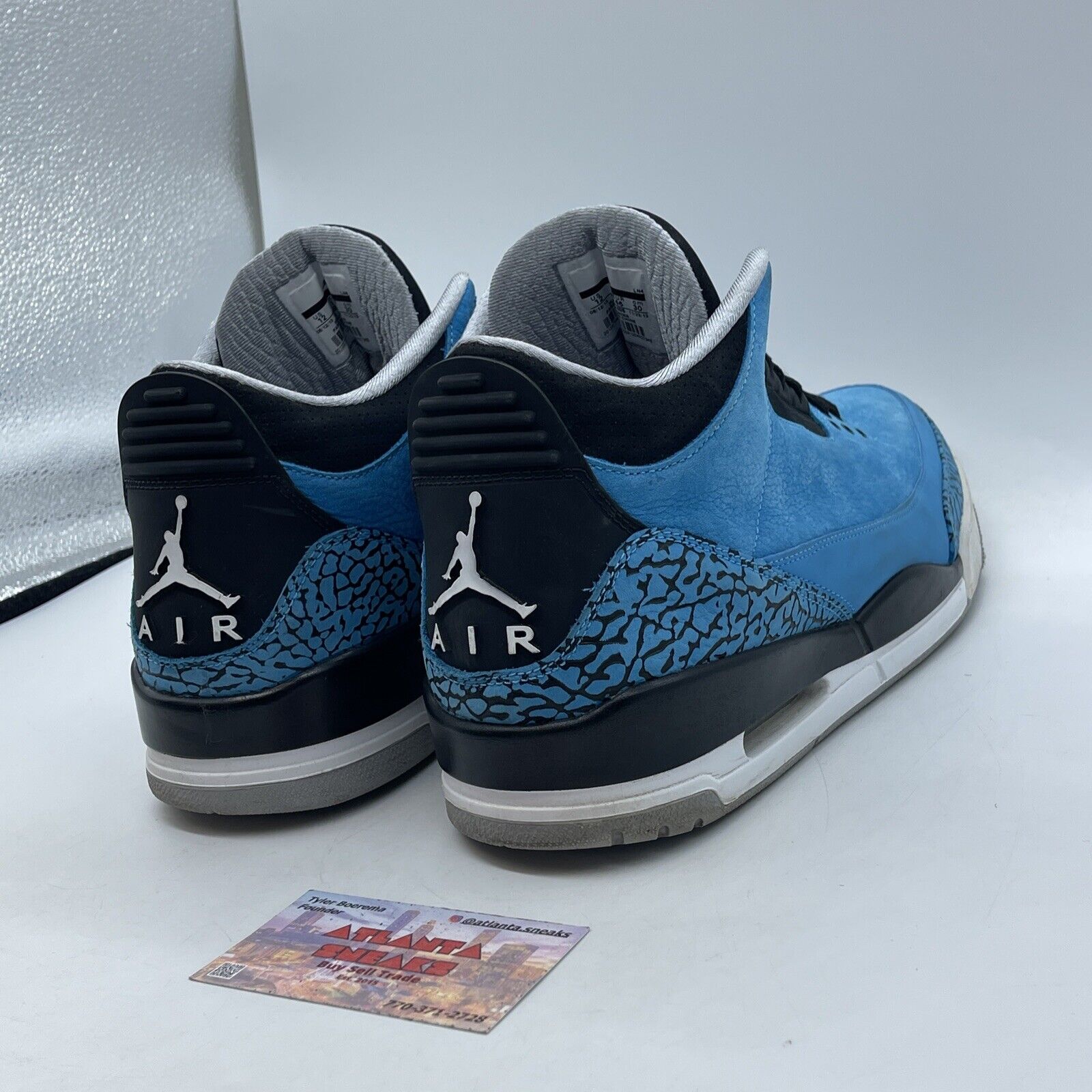 Size 12 - Air Jordan 3 Retro Powder Blue Black Suede Leather (136064-406)