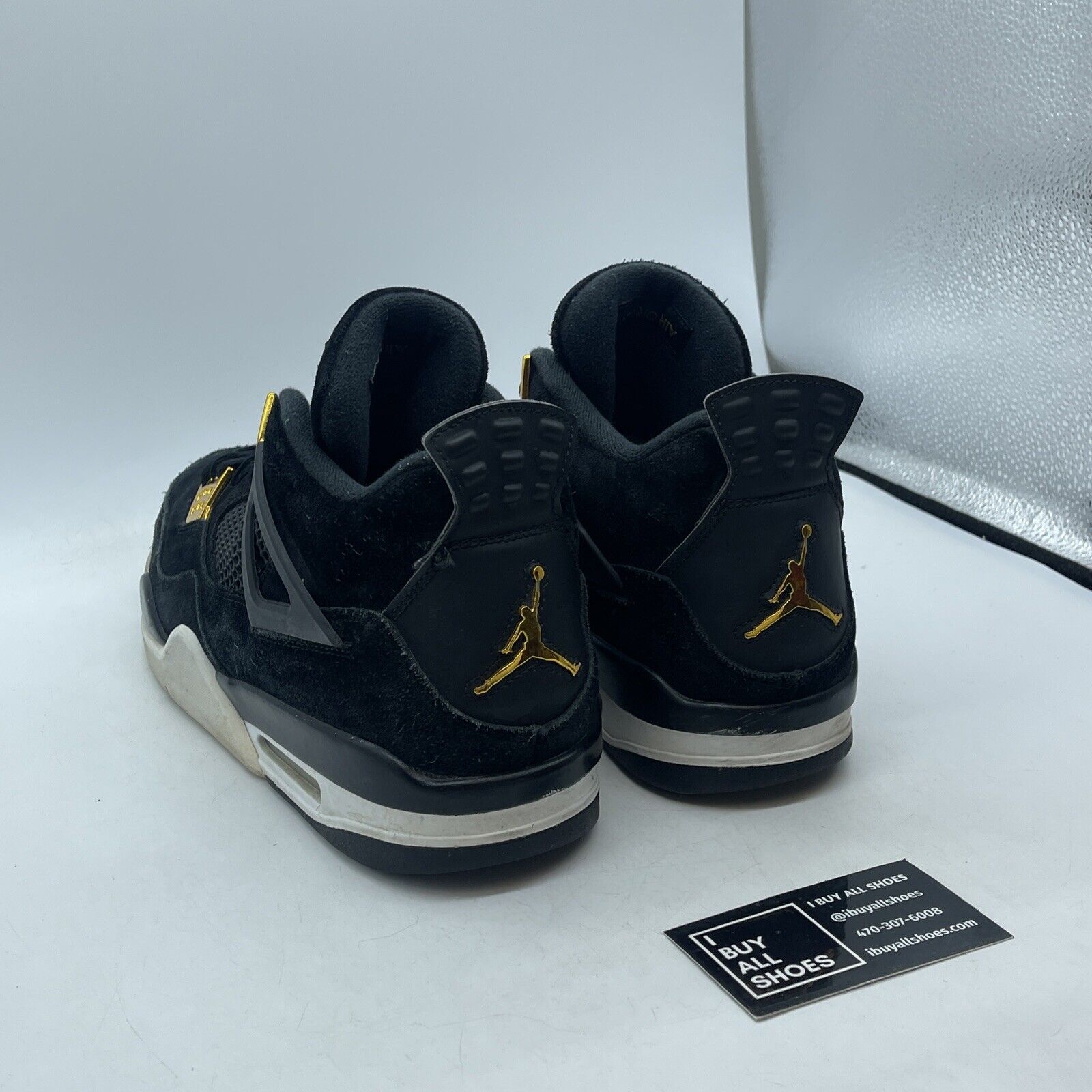 Size 13 - Jordan 4 Retro Royalty 2017 Black Gold Suede Leather (308497-032)