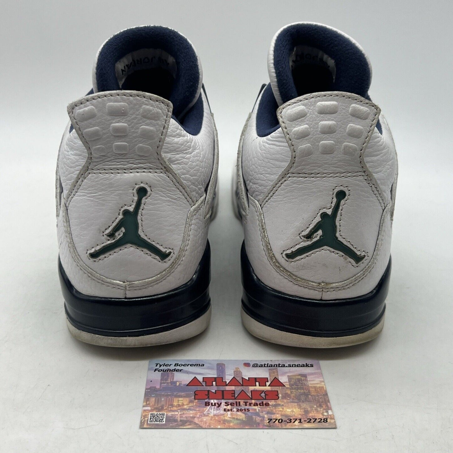 Size 9.5 - Air Jordan 4 Retro LS Columbia White Navy Leather (314254-107)