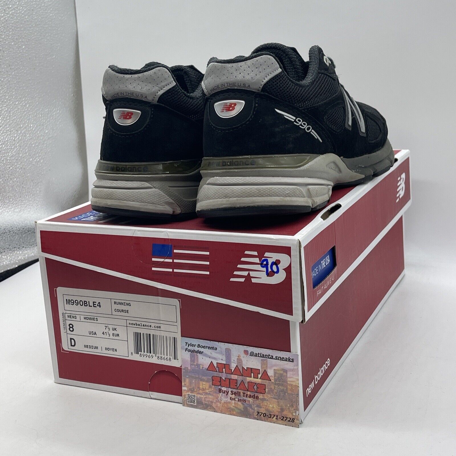 Size 8 - New Balance 990v4 Reflective Made in USA Black Silver Red (M990BLE4)