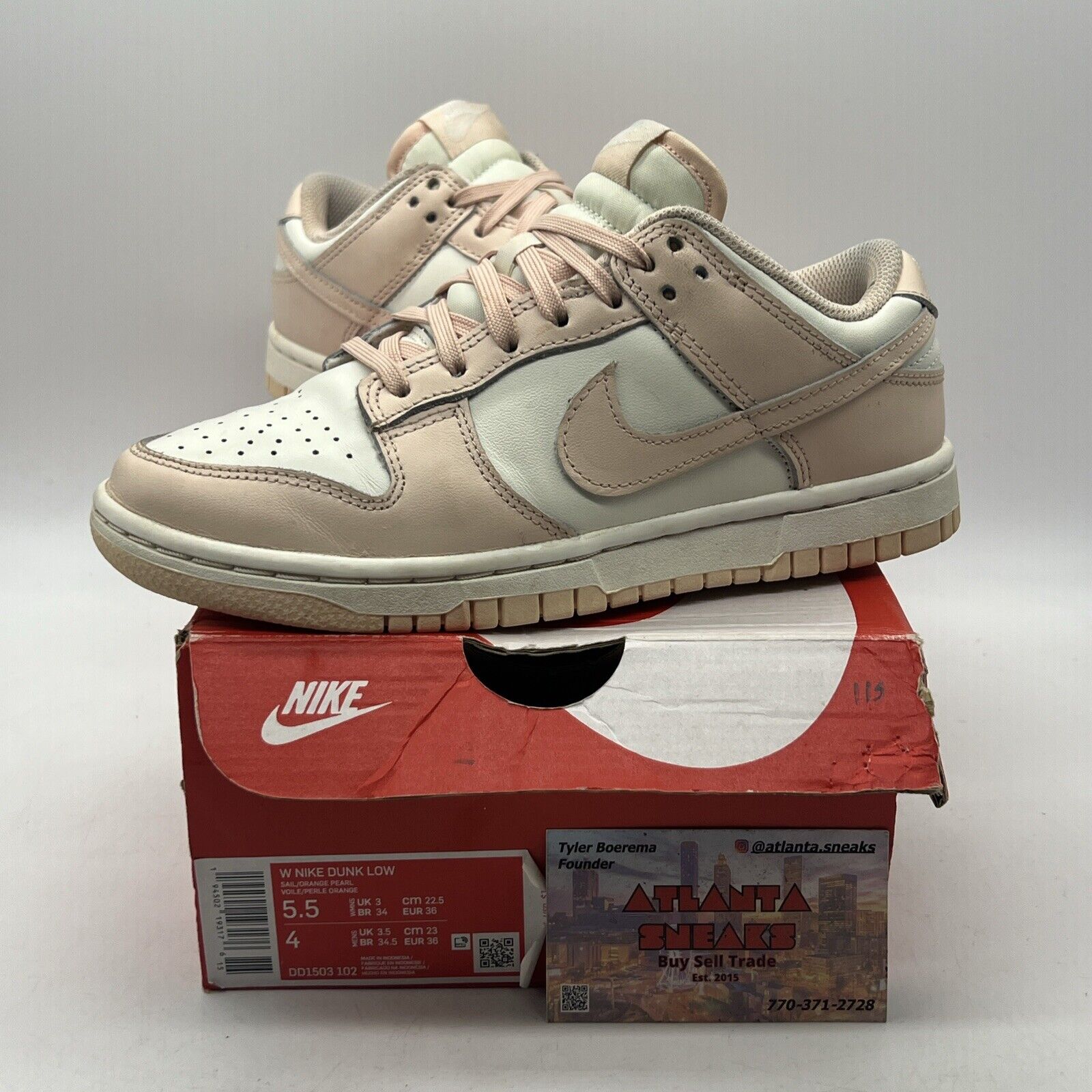 Size 5.5 - Nike Dunk Low Orange Pearl W White Leather (DD1503-102)