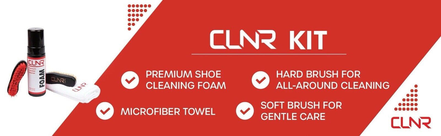 CLNR Sneaker Cleaning Kit 4 Piece Foaming Cleaner, Brushes & Towel for All Shoes