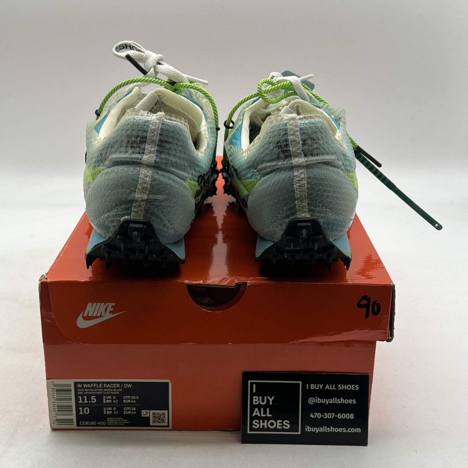Size 11.5 - Nike Off-White x Waffle Racer Vivid Sky W (CD8180-400)
