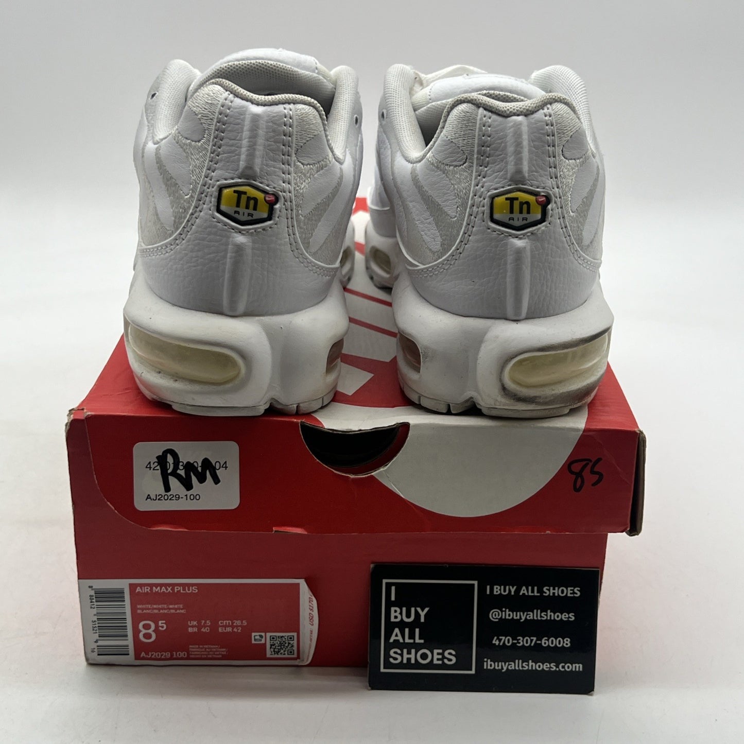 Size 8.5 - Nike Air Max Plus TN Triple White (AJ2029-100)