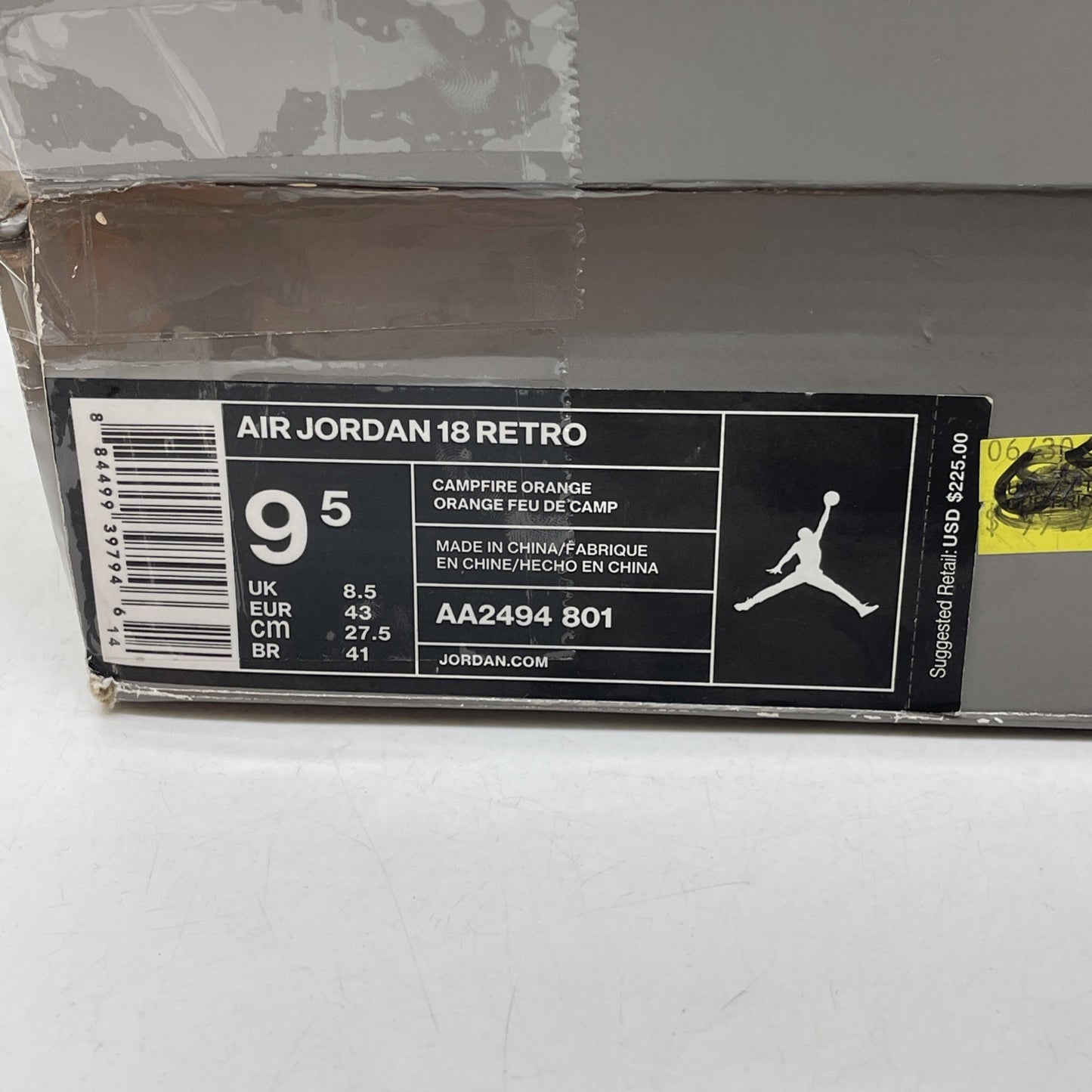 Size 9.5 - Air Jordan 18 Retro Orange Suede White (AA2494-801)