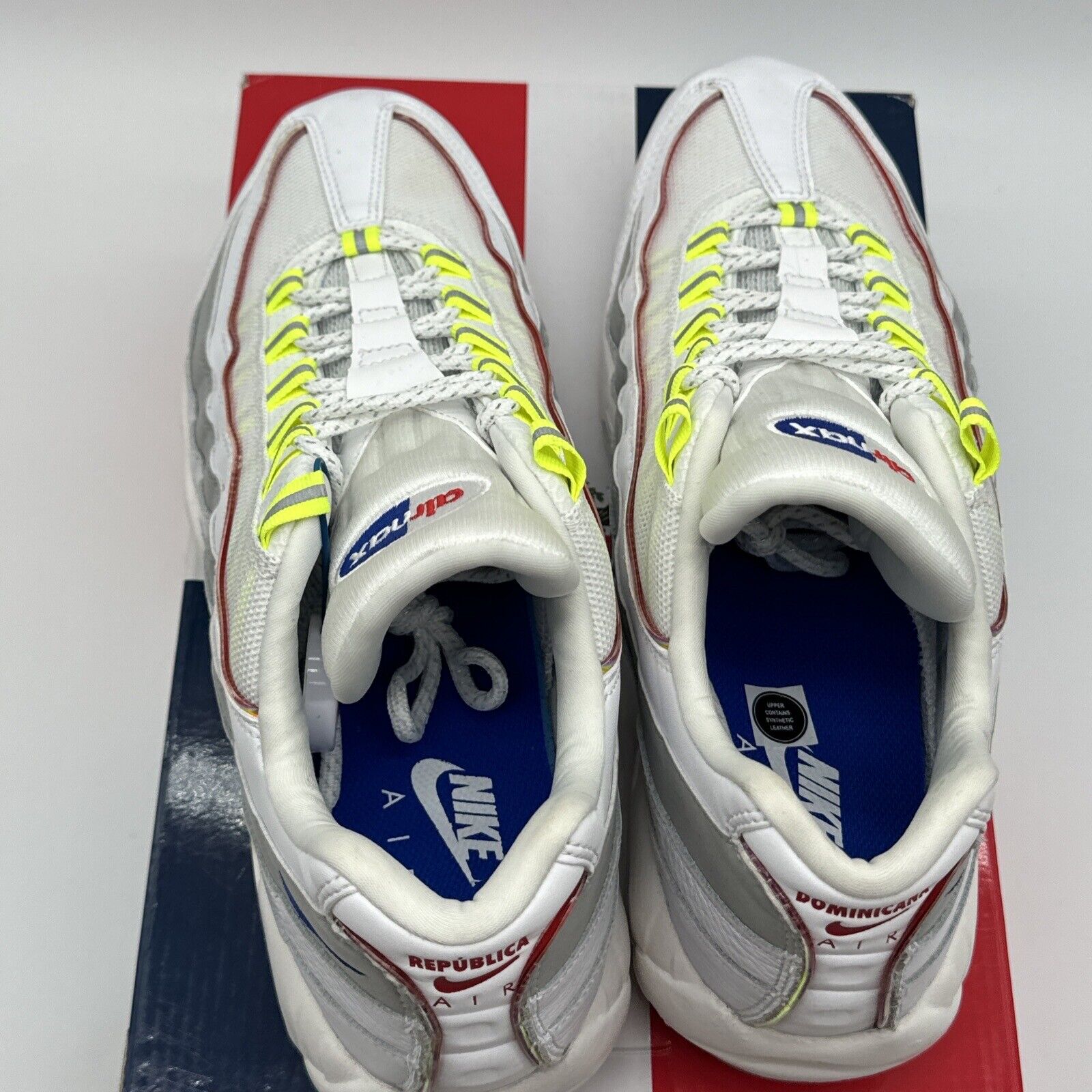 Size 12 - Nike Air Max 95 De Lo Mio 2020 White Volt Blue Puerto Rico Home Roots