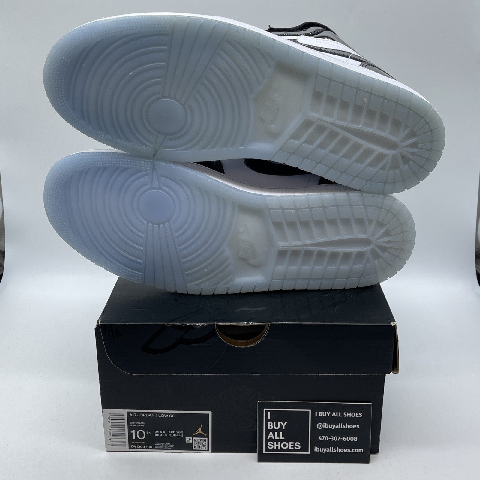 Size 10.5 - Jordan 1 Low SE Concord Black White Leather (DV1309-100)