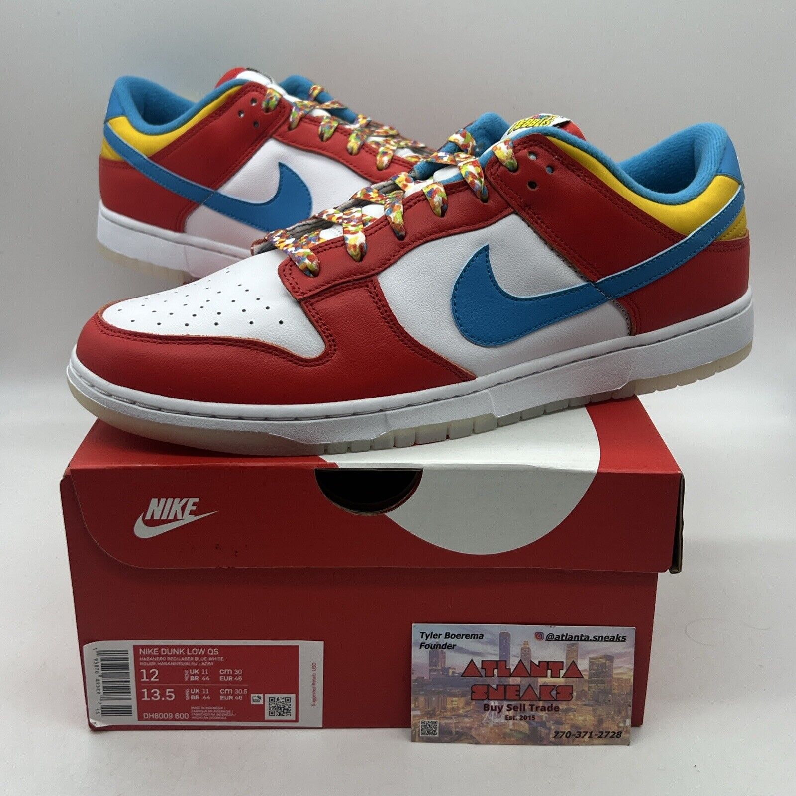 Size 12 - Nike Dunk Low x LeBron James x Fruity Pebbles Red Brand New Og All