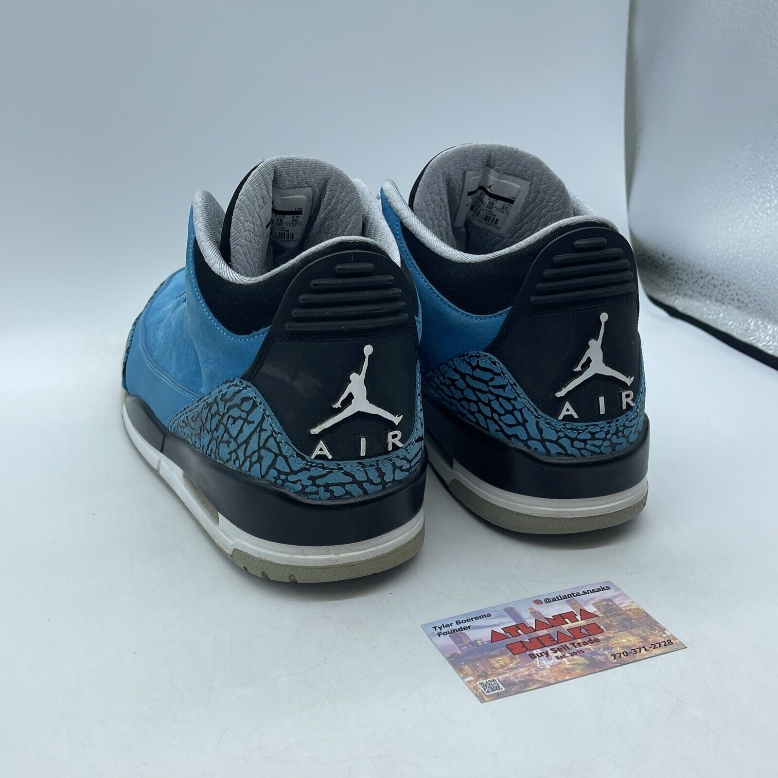 Size 12 - Air Jordan 3 Retro Powder Blue Black Suede Leather (136064-406)