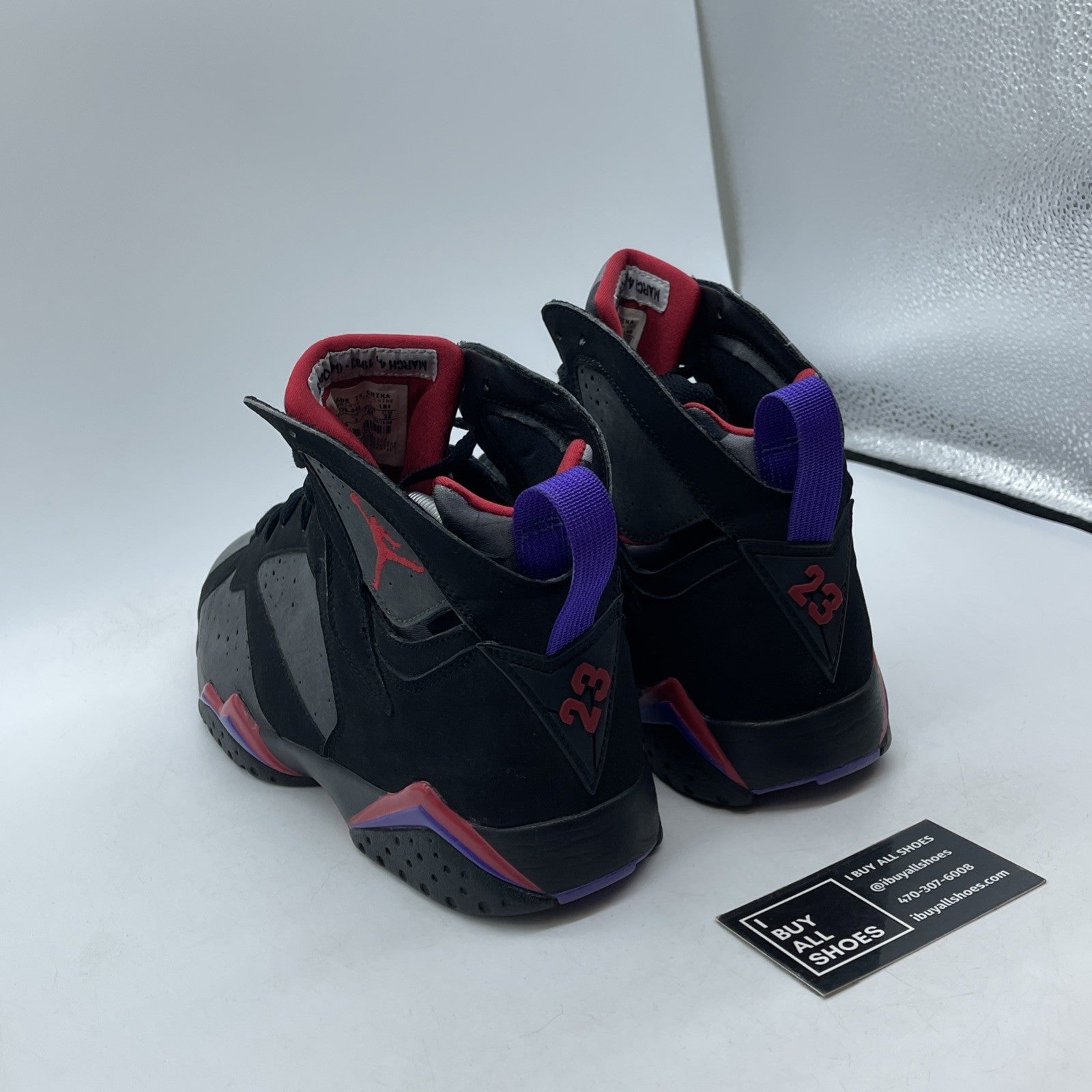 Size 10 - Air Jordan 7 Retro 2002 Raptor Black Red Grey Suede (304775-043)