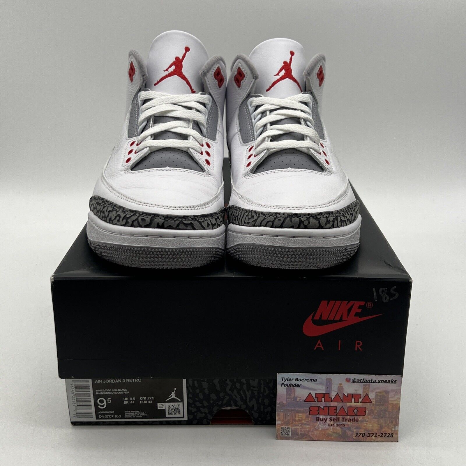 Size 9.5 - Jordan 3 Retro Mid Fire Red Black White Leather (DN3707-160)