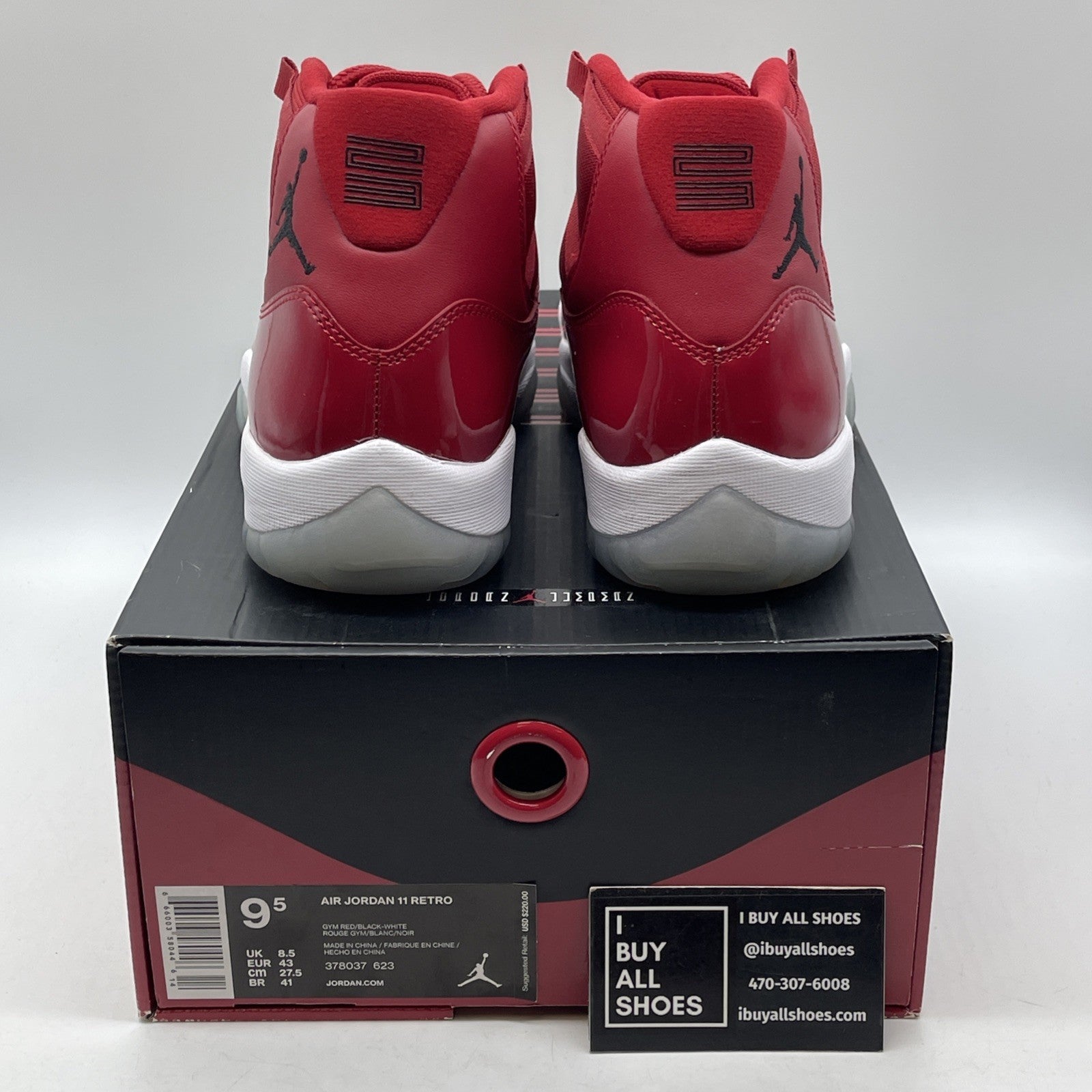 Size 9.5 - Jordan 11 Retro High Win Like '96 Red Black Leather (378037-623)