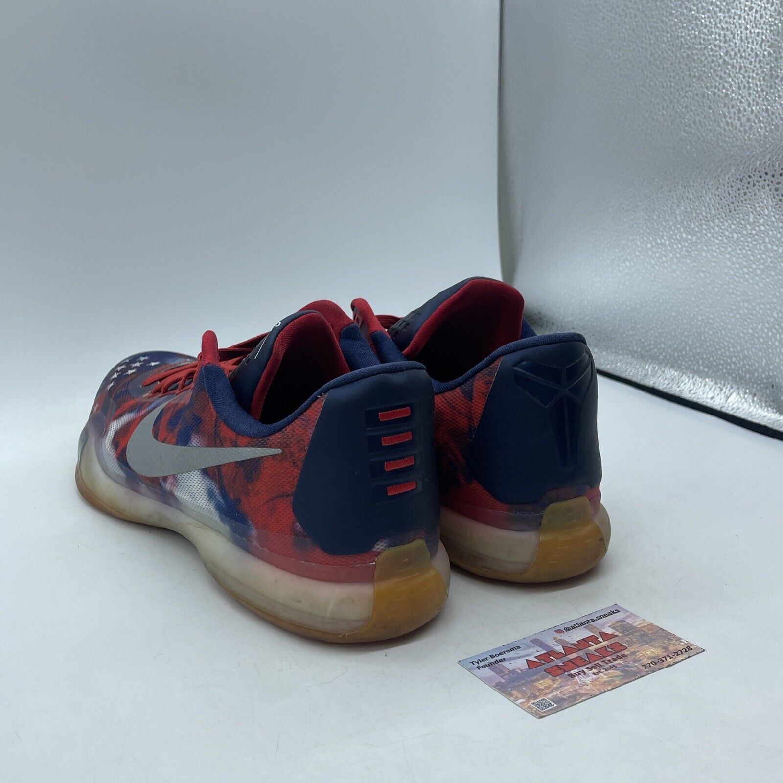 Size 12 - Nike Kobe 10 USA Silver Red Blue White Suede Leather (705317-604)