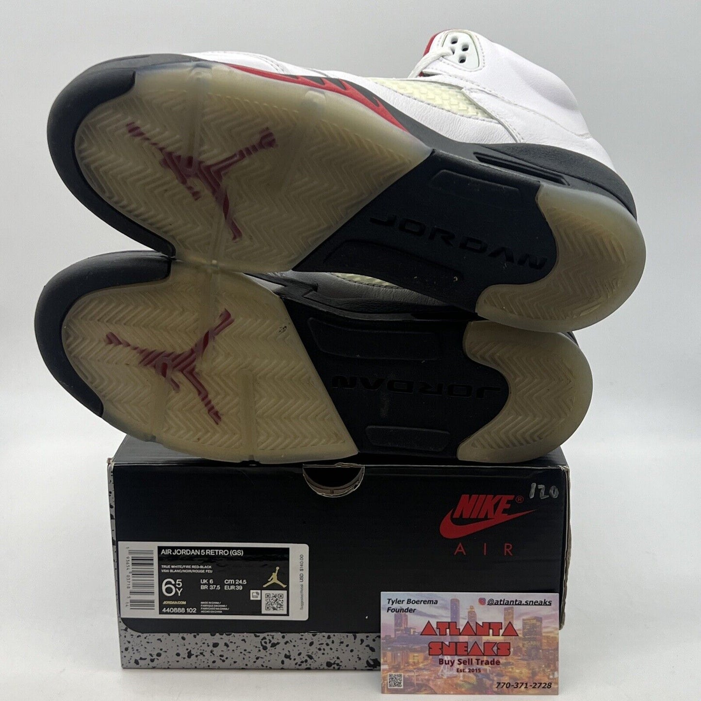 Air Jordan 5 Retro Fire Red Silver Tongue 2020 (GS) White Black (440888-102)