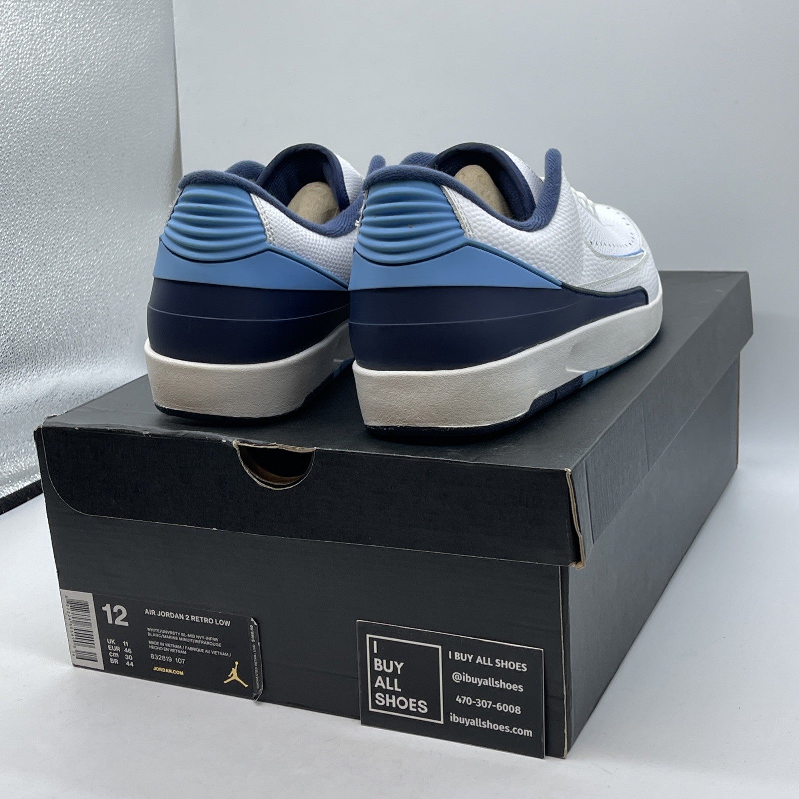 Size 12 - Air Jordan 2 Retro Low Midnight Navy White Leather (832819-107)