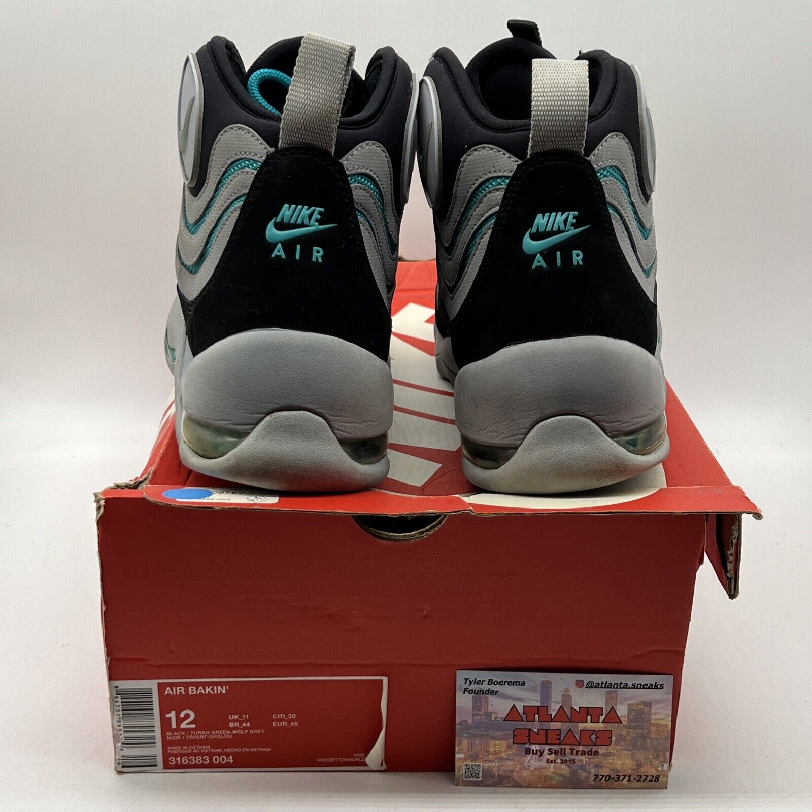 Size 12 - Nike Air Bakin Gray - 316383-004 Grey Black Aqua (316383-004)