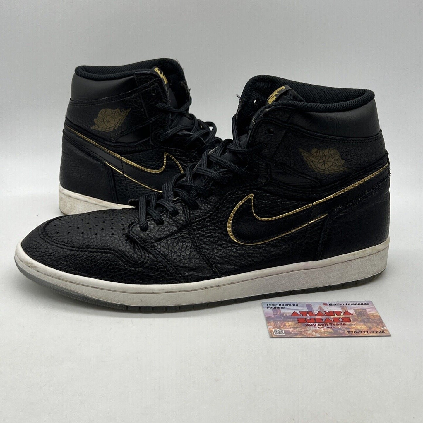 Size 13 - Air Jordan 1 Retro High City of Flight Black Gold Leather (555088-031)