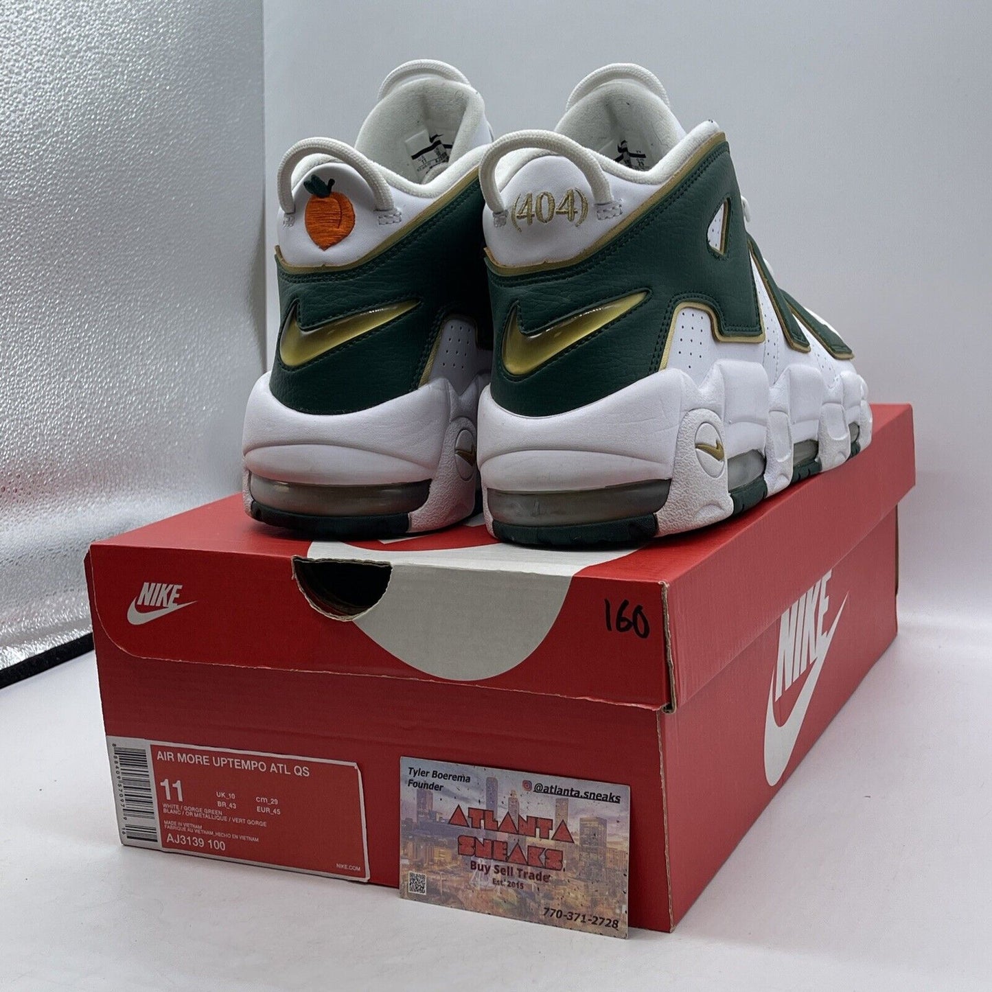 Size 11 - Nike Air More Uptempo QS Atlanta White Green Gold Leather (AJ3139-100)