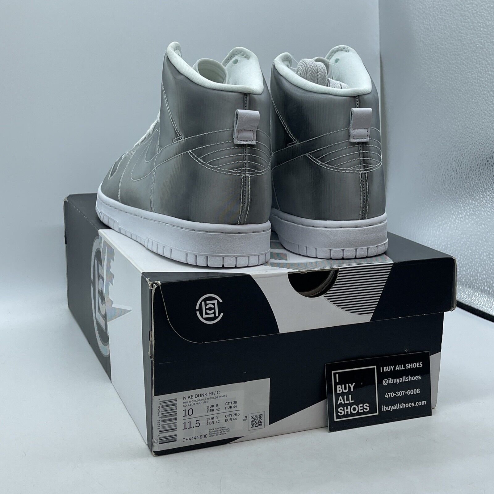 Size 10 - Nike CLOT x Dunk High Flux Silver White Leather (DH4444-900)