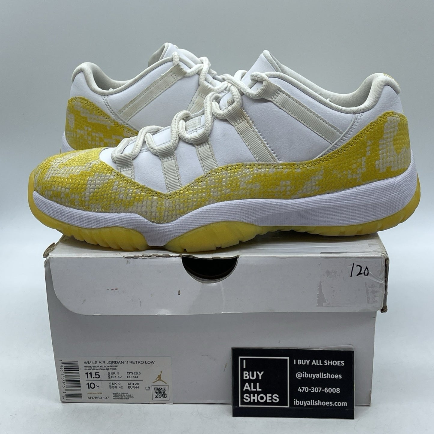 Size 11.5W - Air Jordan 11 Low Yellow Snakeskin (AH7860-107)