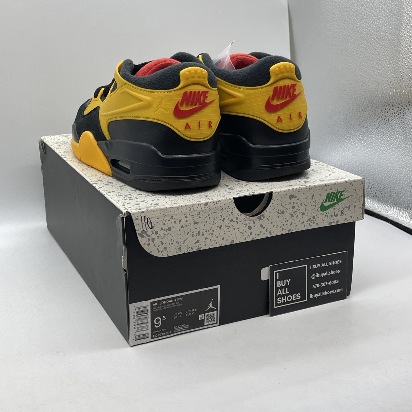 Size 9.5 - Air Jordan 4 RM Bruce Lee Black Yellow Suede Leather (FQ7939-007)