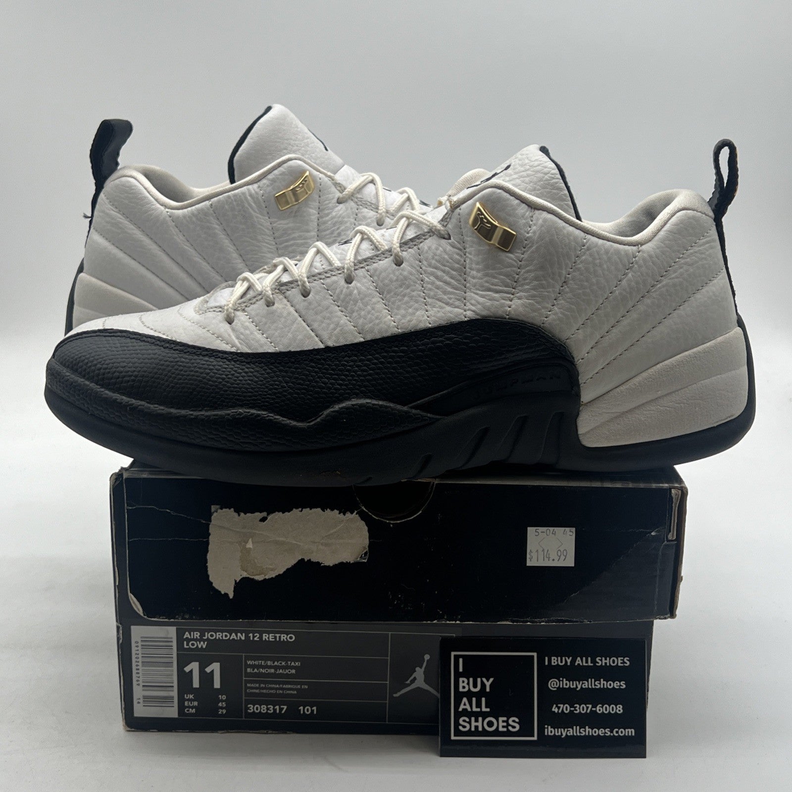 Size 11 - Air Jordan 12 Retro 2004 Low Taxi (308317-101)
