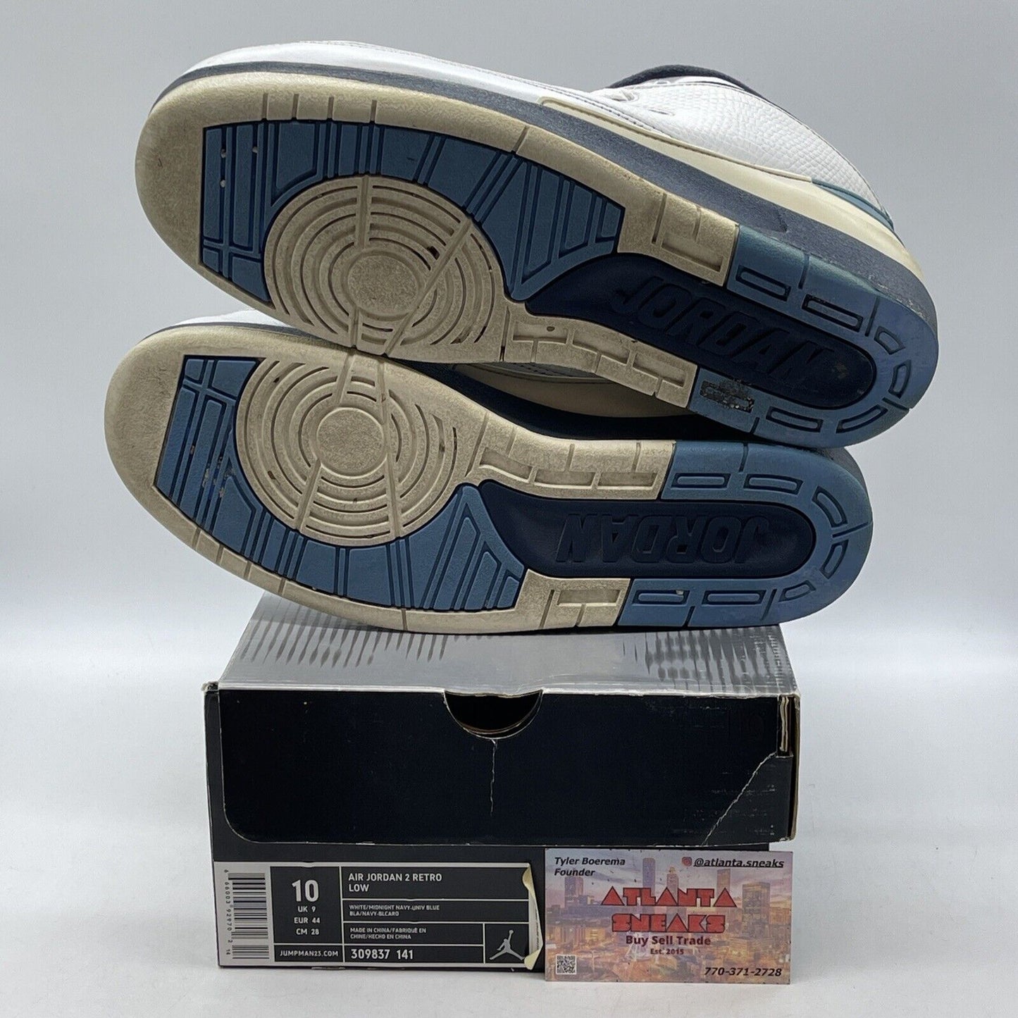 Size 10 - Air Jordan 2 Retro Low Midnight Navy White Leather (309837-141)